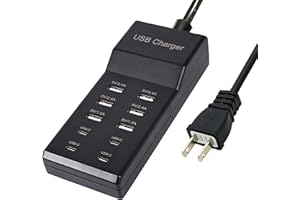 Wyssay USB Charger,50W USB Charging Station with 10-Port (6 USB-A Port & 4 USB-C Port) Compatible with iPhone 15/14/13/12/11/X/8/7/6 Phones, Watch,Tablets, Smartphones Black