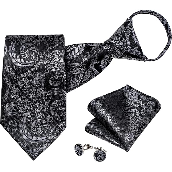Lovacely Pre-Tied Zipper Necktie For Men – 3.15 Inch Silk Woven Paisley Design, One Size Fits Most - View #2