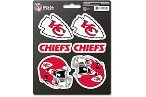 FANMATS 39529 NFL - Kansas City Chiefs Decal 6-pk - Works On Hard Surfaces - for Homes, Cars, Trucks, SUVs, Personal Items, Laptops, Cell Phones | Red | 5” x 6.25” | 6 Various Logos/Wordmark