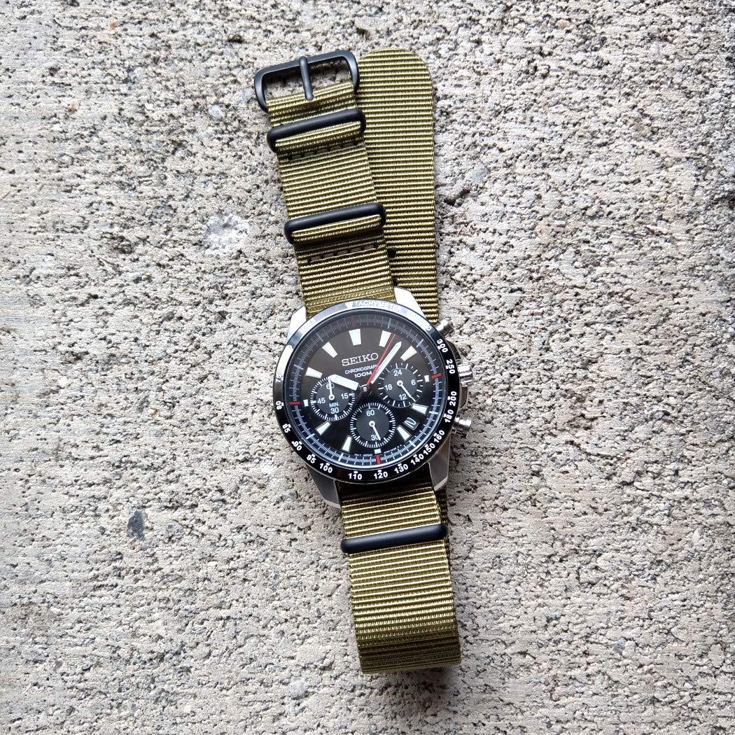 Mua Time 24mm Nato G10 バリスティックナイロンストラップ 腕時計ベルト ミリタリーバンド オリーブ Matte Black Tren Amazon Nhật Chinh Hang 21 Fado