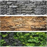 Reptile Terrarium Background 48"&times;24" 3PCS &ndash; Polyester Fabric Bearded Dragon Tank Decor with Gray Rock Bark &amp; Forest Pattern, Non-Reflective &amp; Bubble-Free for Snake Lizard Gecko Vivarium 834