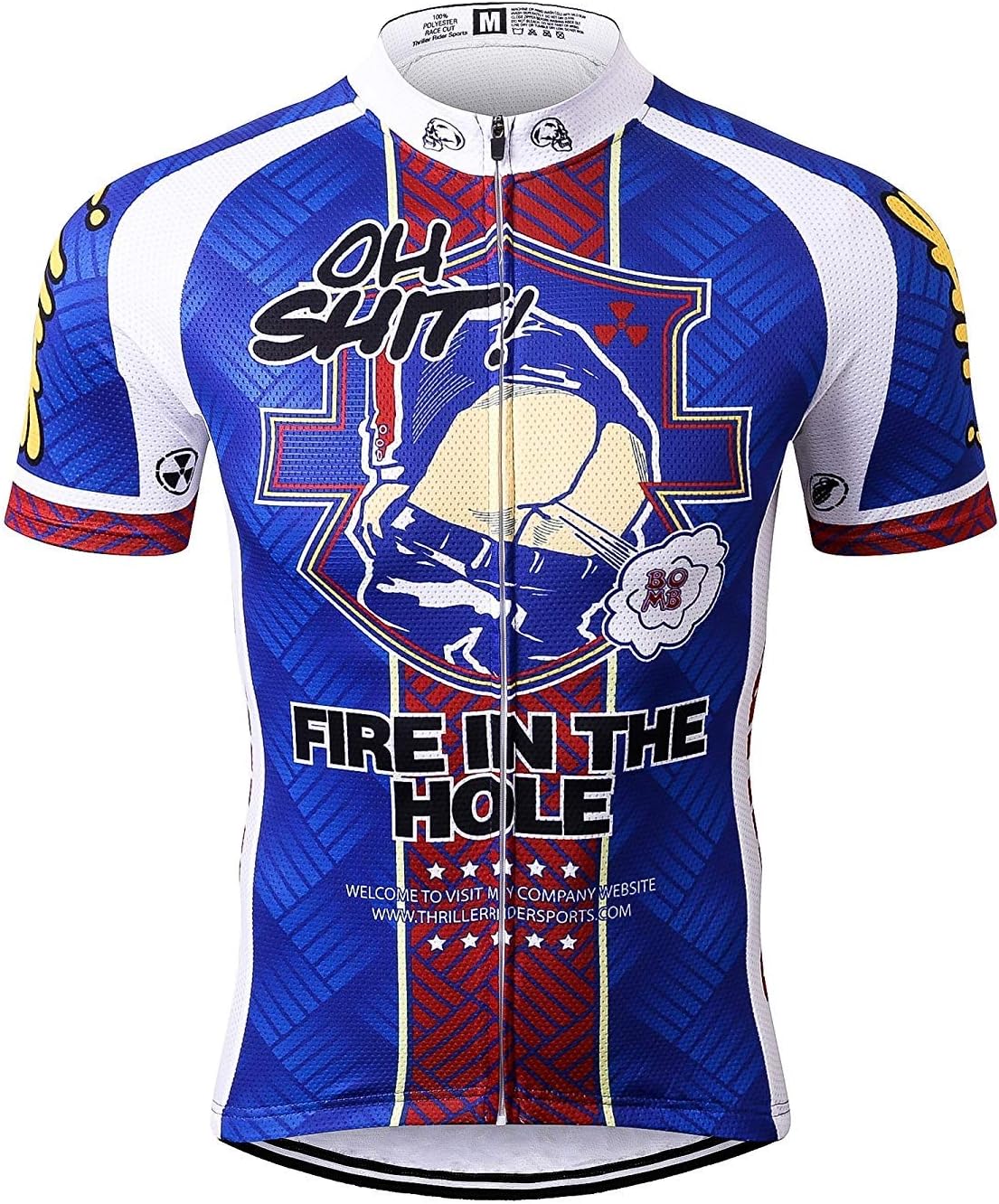Thriller Rider Sports Mens Fire in the Hole Mountain Bike Short Sleeve Cycling Jersey Bike Tshirt 3X-Large