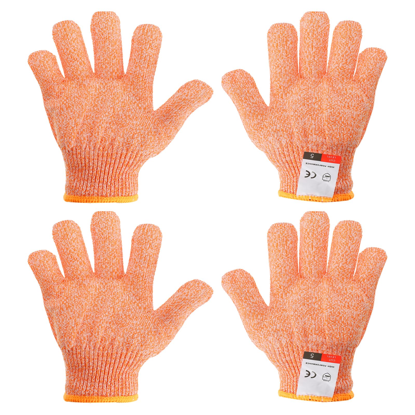 PATIKIL Cut Resistant Gloves, 2 Pair Level 5 Protection X-Small Cutting Gloves, Orange