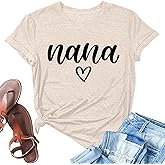 Grandma Shirts for Women Nana Shirt Heart Printed Casual Gigi Short Sleeve Tee Top