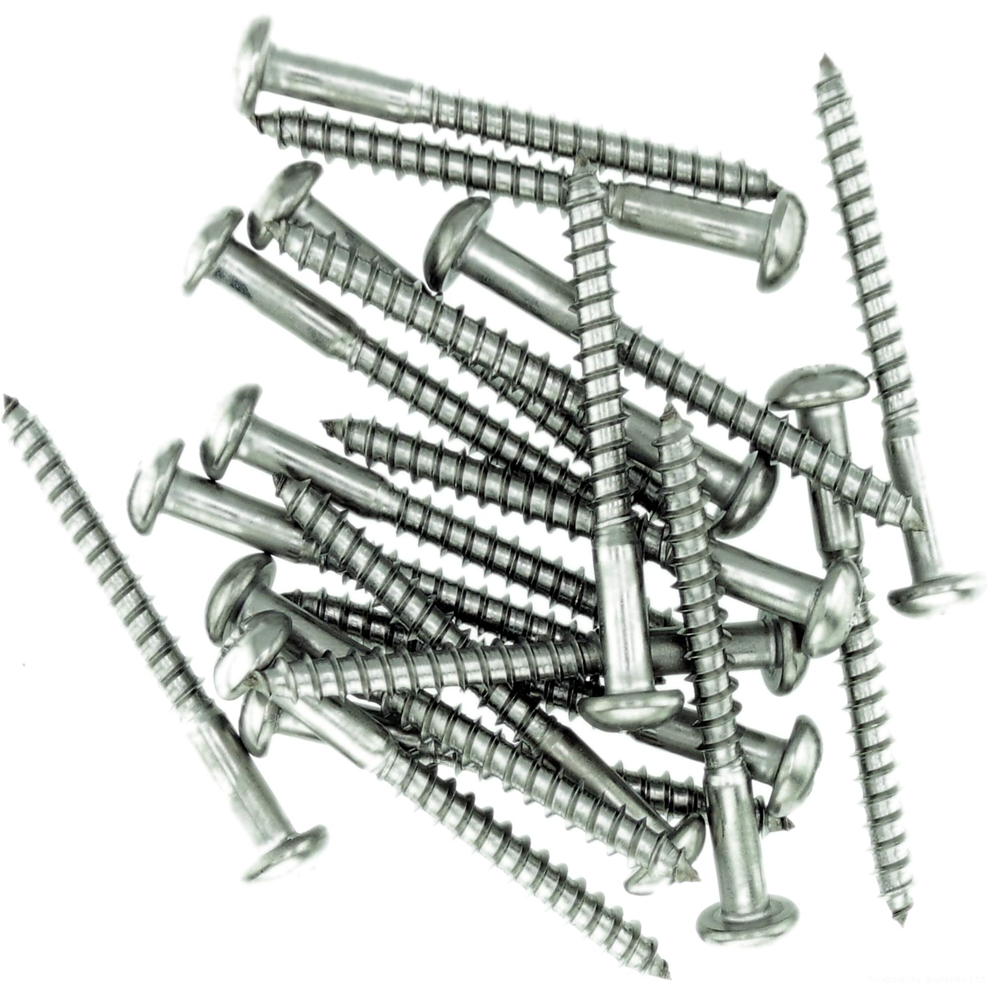 No.6 x 0.98 (3.5mm x 25mm) Pozi Pan Wood Screw - Stainless Steel (A2) (Pack of 20)