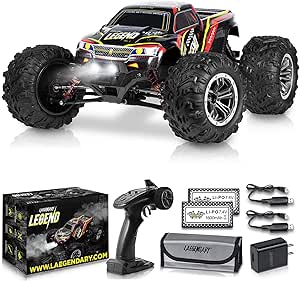 1:10 Scale Large RC Cars 50+ kmh Speed - Boys Remote Control Car 4x4 Off Road Monster Truck Electric - Hobby Grade Waterproof Toys Trucks for Kids and Adults - 2 Batteries + Connector for 40+ Min Play