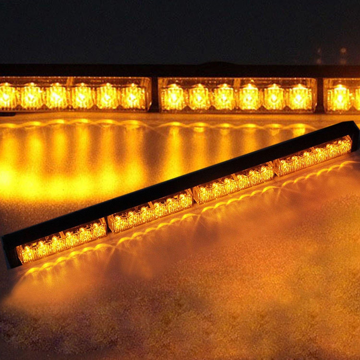 Evershine Signal ES-316-4 24" Emergency Warning Traffic Advisor Vehicle Led Strobe Light Bar 24W 12V DC fit for Car Deck Dash Grille Roof Different Colors and Sizes Optional-Amber(ES-316-4)