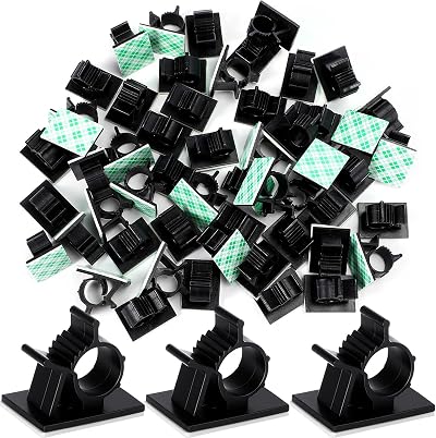 EBOOT Adjustable Black Nylon Cable Clips Organiser Holder Fixer Pack 50