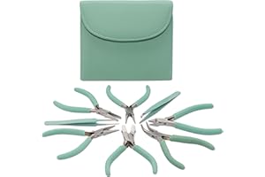 The Beadsmith Fashion Color Pliers – Set of 8 Slimline Color-Coordinated Tools – Matching Clutch in Aqua – Jewelry Making Supply Kit to Create Necklaces, Bracelets, Earrings & More