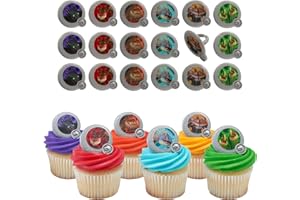 DECOPAC How To Train Your Dragon Rings, 24 Cupcake Toppers, Bright Colorful Dragon Shield Cupcake Decorations, Food Safe - 24 Pack