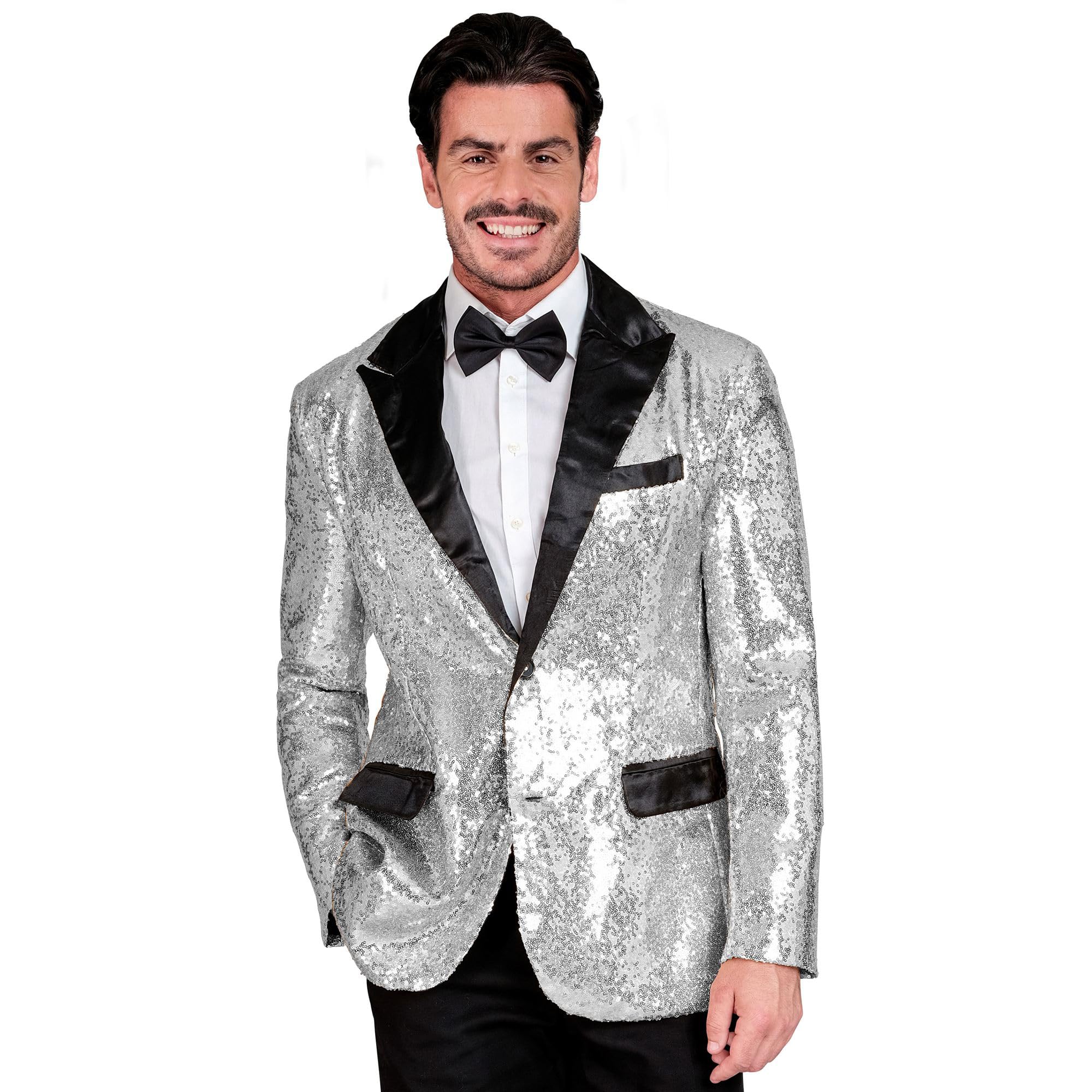 Widmann W MILANO Party Fashion - Party Fashion Men's Satin Disco Fever Strike Move Sequin Jacket
