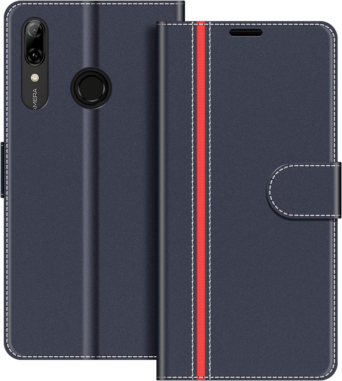 COODIO Huawei P Smart 2019 6.21" Case, Huawei P Smart 2019 Phone Case, Honor 10 Lite Wallet Case, Magnetic Flip Leather Case For Huawei P Smart 2019 / Honor 10 Lite Phone Cover, Dark Blue/Red