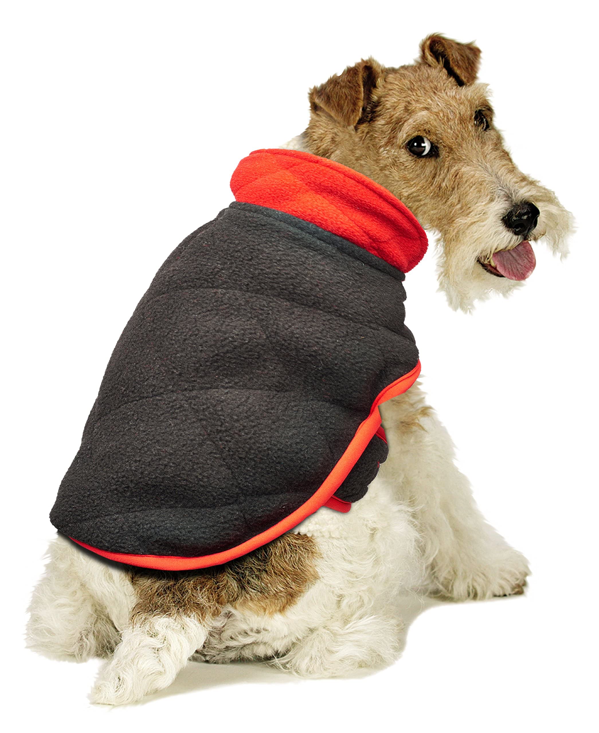 Pistachio Pet - Reversible, Double Layer, Fleece Quilted Dog Coat (Small, Black)
