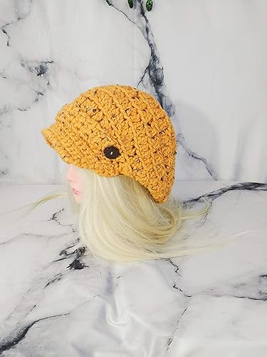 yellow newsboy hat
