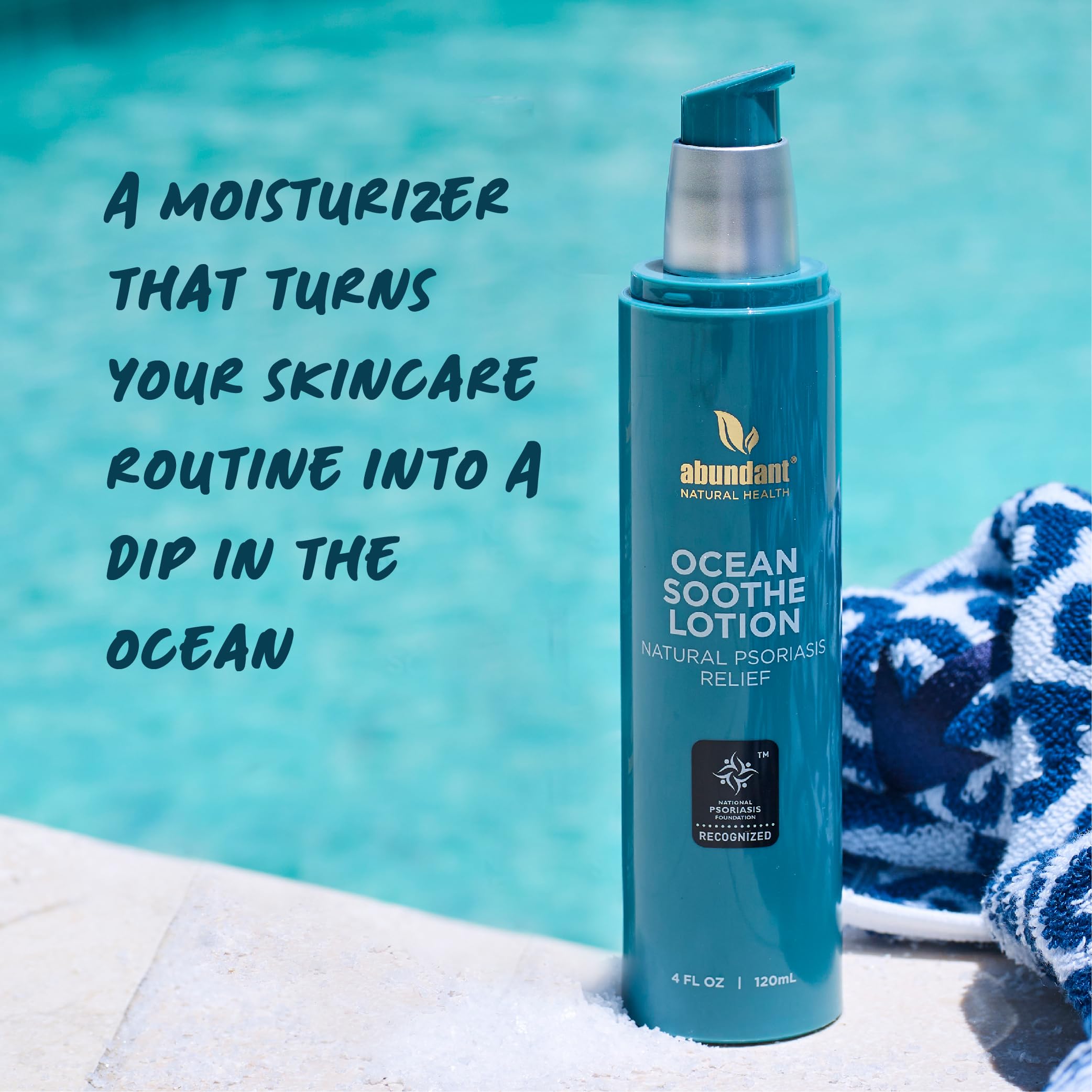 Ocean Soothe Lotion with Natural Magnesium Salts and 1.8% Salicylic Acid for Relief and Control of Mild Psoriasis Symptoms, Hydrate and Soothe Skin, Fragrance-Free, 120mL