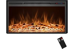 Kentsky Electric Fireplace, 50" Electric Fireplace Inserts, Recessed Fireplace Heater with Remote Control, Adjustable Flame Colors, Timer&Overheating Protection, 750/1500W