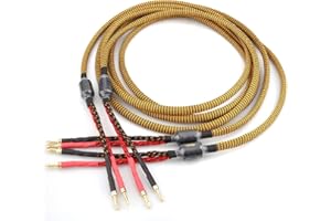 Tertullus HiFi OFC Audiophile Speaker Cable with 8 Banana Plugs Nylon Braid Gold Plated Banana Plugs to Banana Plugs(2m/6.56ft)