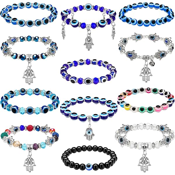 Jexine 96 Pcs Summer Evil Eye Bracelets Virgin Mary