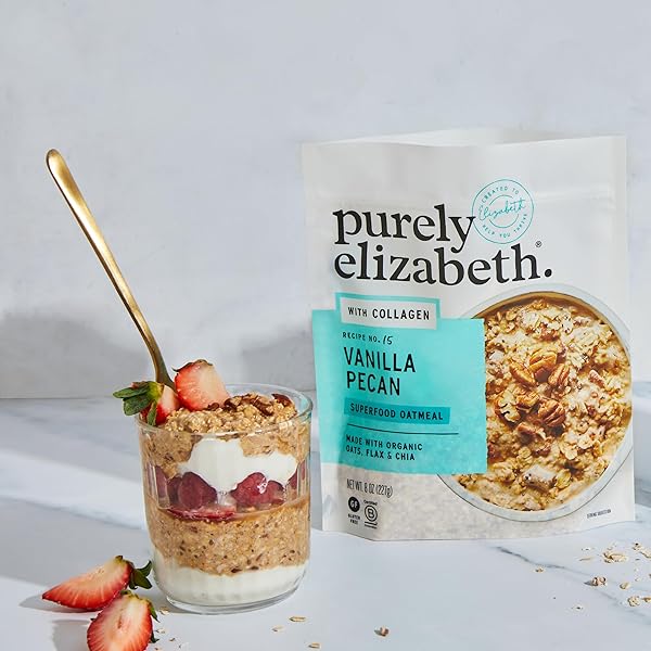 PURELY ELIZABETH, OAT POUCH COLLAGEN VANILLA PECAN, 8 OUNCE