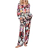 Ekouaer Silk Pajamas for Women Button Down Satin Pj Set Soft Long Sleeve 2 Piece Sleepwear Loungewear S-XXL