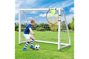 TYRSEN Soccer Goal for Backyard 8x6FT/10x6.5FT/12x6FT Soccer Net with Soccer Targets for Goals Training, Soccer Goals for Kids and Adults with Weatherproof UPVC Frame and Ground Stakes