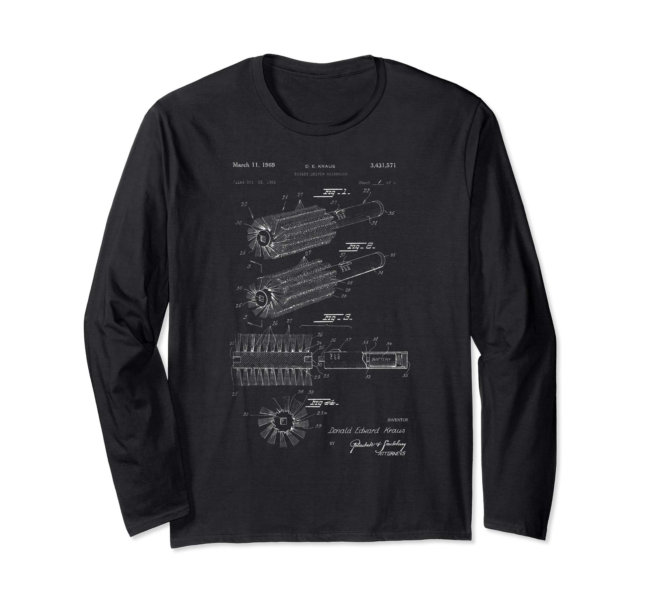 Hair Brush Patent, Hair Stylist, Hairdresser Long Sleeve T-Shirt
