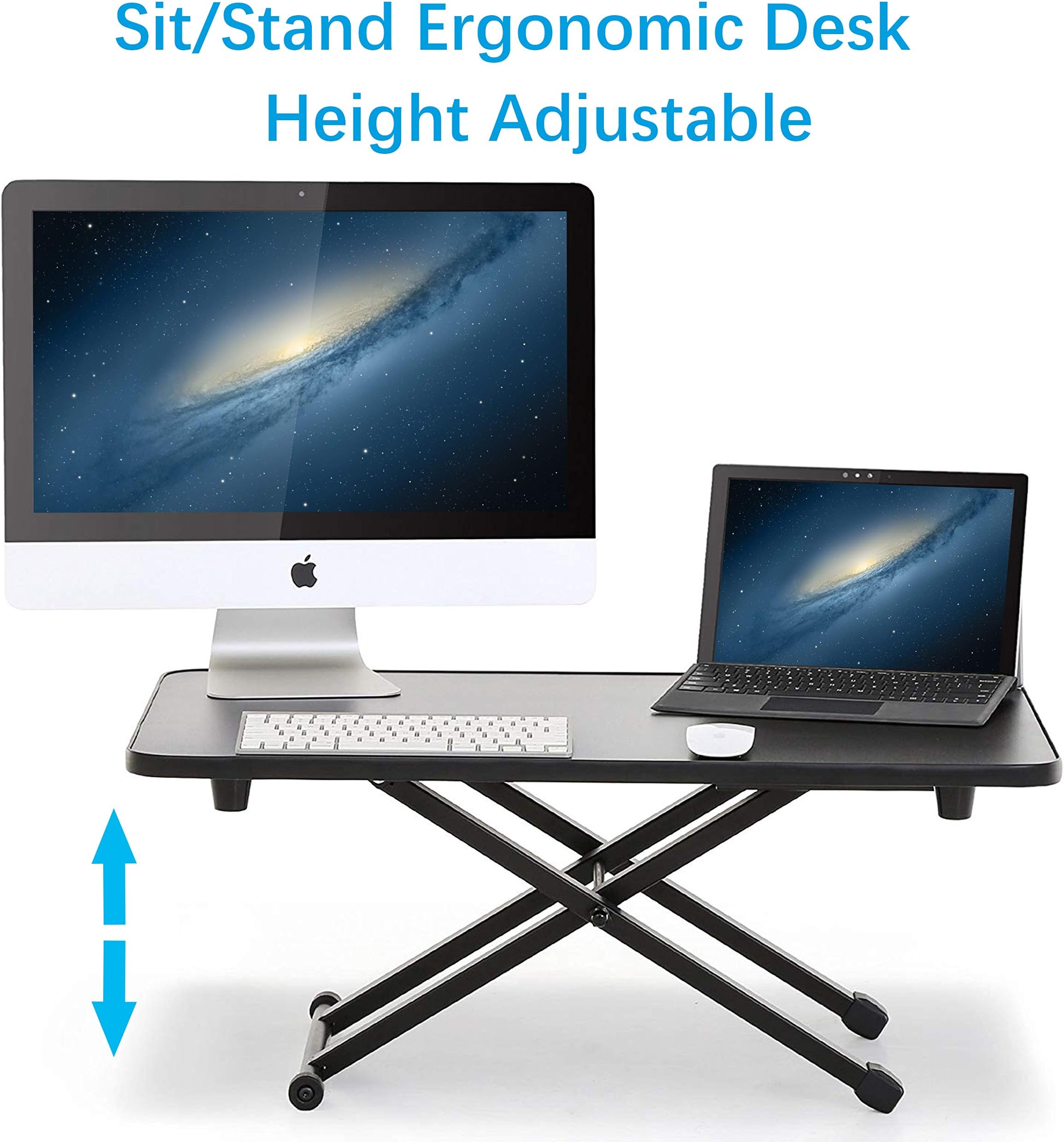 Adjustable Height Stand Steady Standing & Sitting Desk Converter for Health Benefits (2 Layer Large)