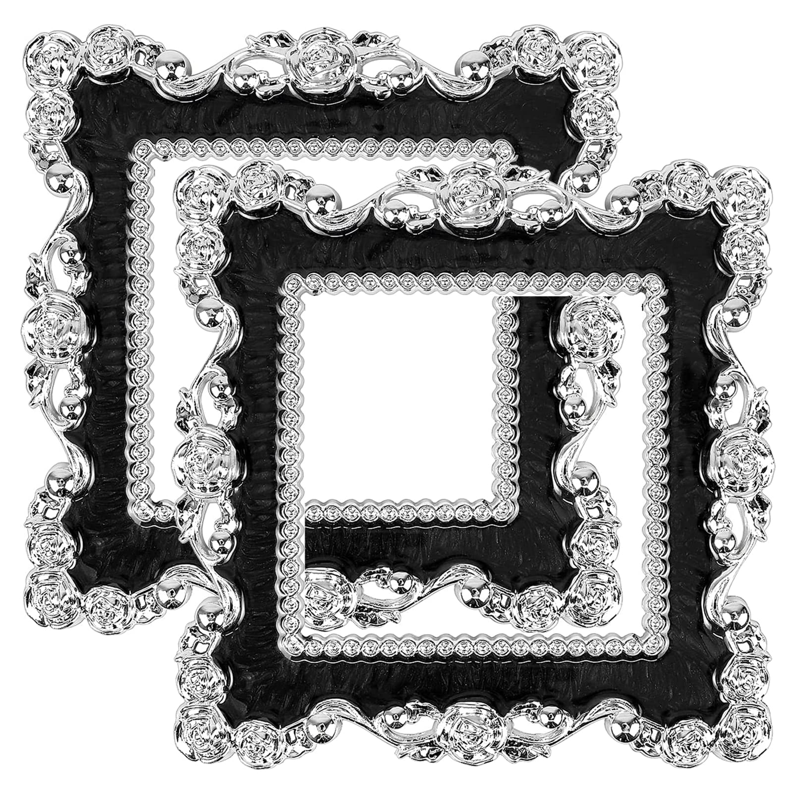 Light Switch Sticker- 2 Pcs Square Plastic Switch Surround Protective Cover Plate Rhinestone Wall Socket Stickers Decorations for Home, Living Room, Office (Black)
