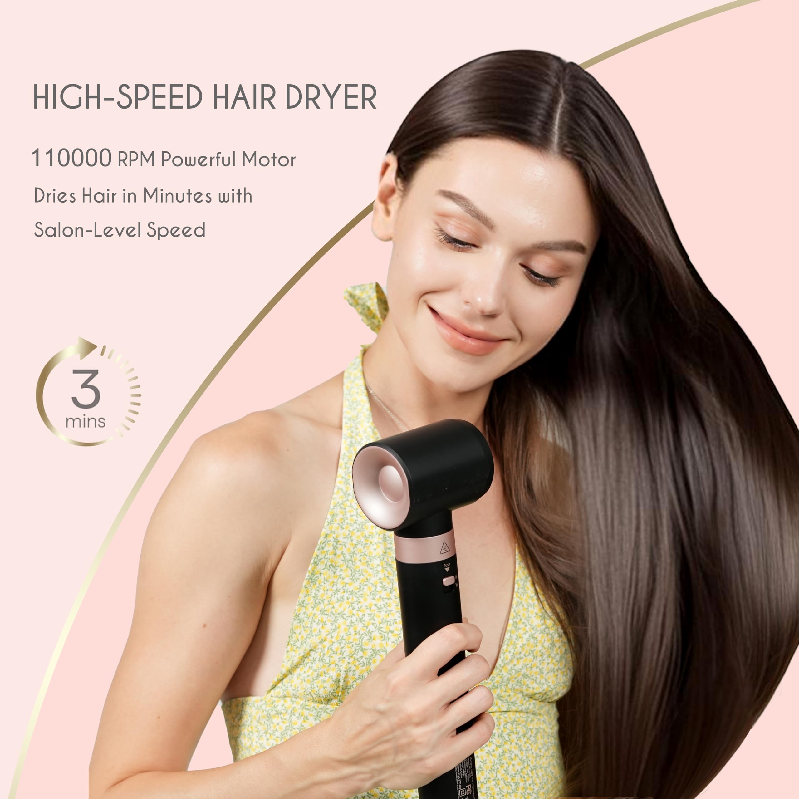 5 in 1 Ionic Hot Air Styler, 1400W Powerful Hair Dryer Brush, Auto-Wrap Curlers, Paddle Brush for Fast Drying, Curling, Straightening, Volumizing with Travel & Storage Bag