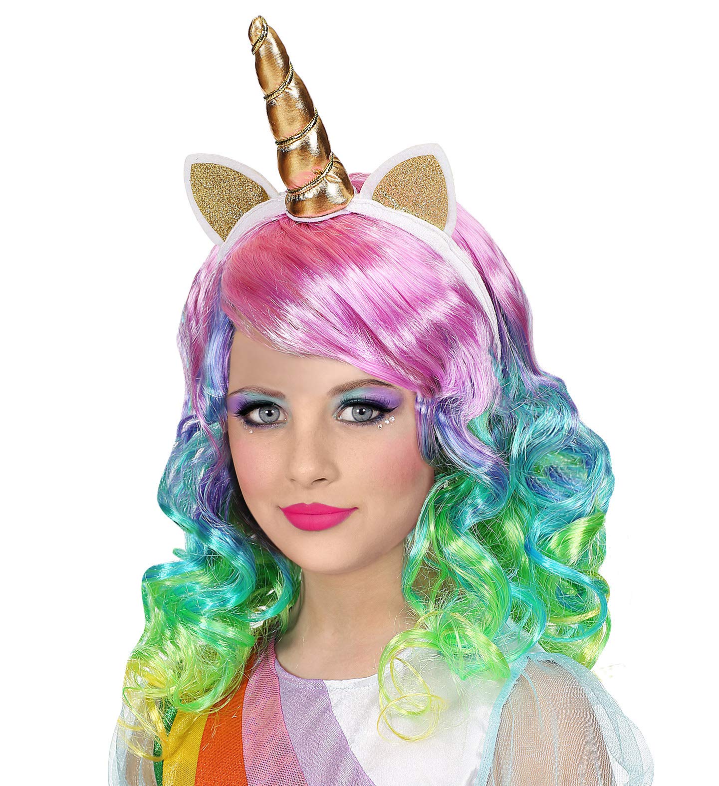 WIDMANN 10018773 Children's Unicorn Wig, Multicoloured