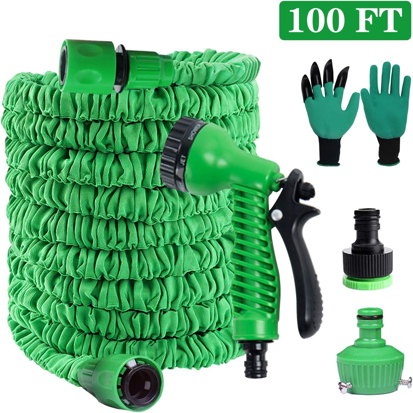 PECHTY Expandable Garden Hose Pipe, 100FT 30M Expanding Flexible Hose