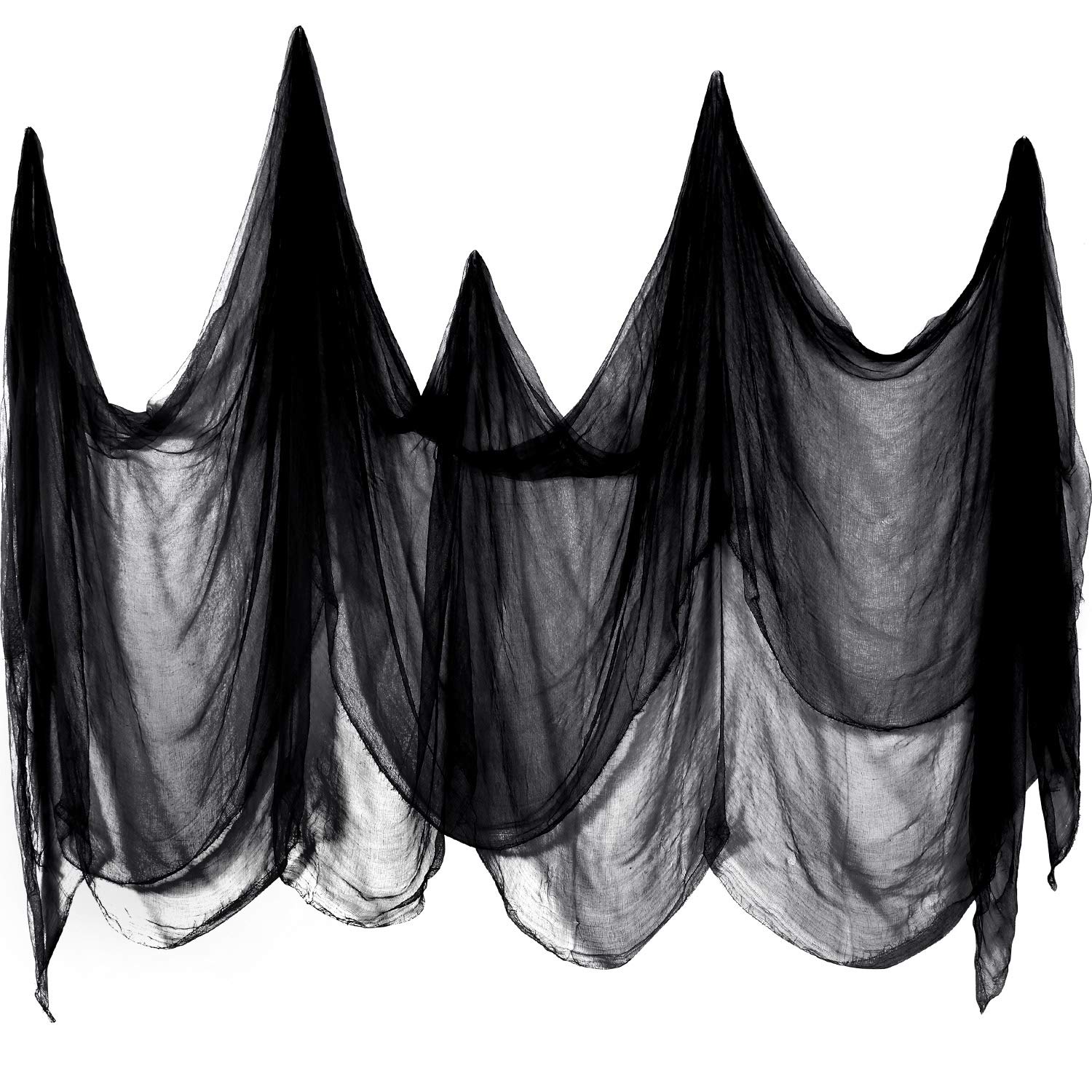 Boao Halloween Decorations 216 x 500 cm Black Creepy Cloth, Large Cotton Muslin Gauze Spooky Cheesecloth Scary Netting Fabric for Halloween Party Indoor Outdoor Houses Doorways