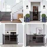 PetHot Retractable Stair Gate 55/140cm Wide 33in Tall One Handed Operation Black view 6