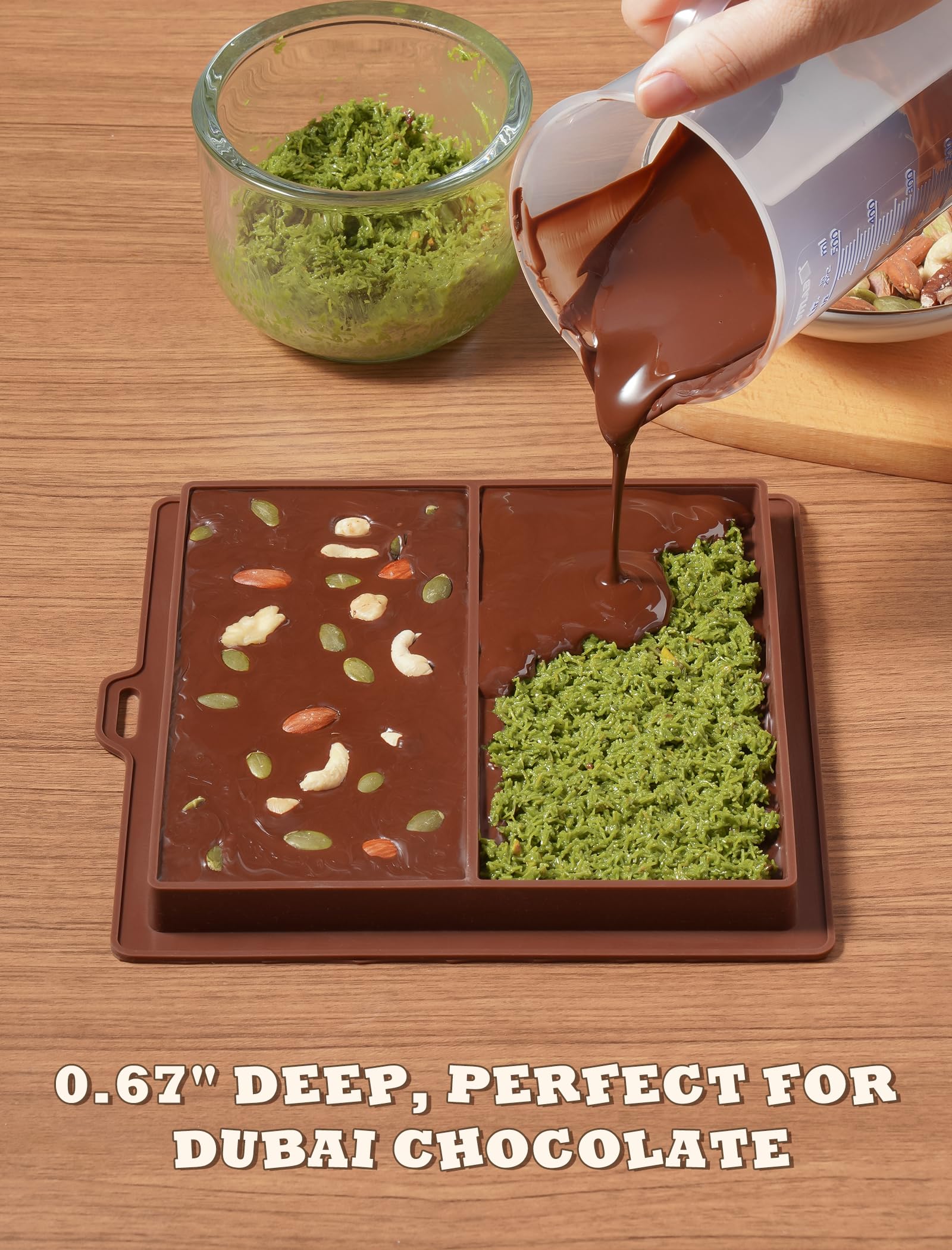 NiHome 0.67 Inch Holographic Dubai Chocolate Molds, Silicone Chocolate Bar Mold for Black Chocolate, Dishwasher Safe & Wall Hanging, Christmas Valentine Gift (Snowflake and Firework Patterns)