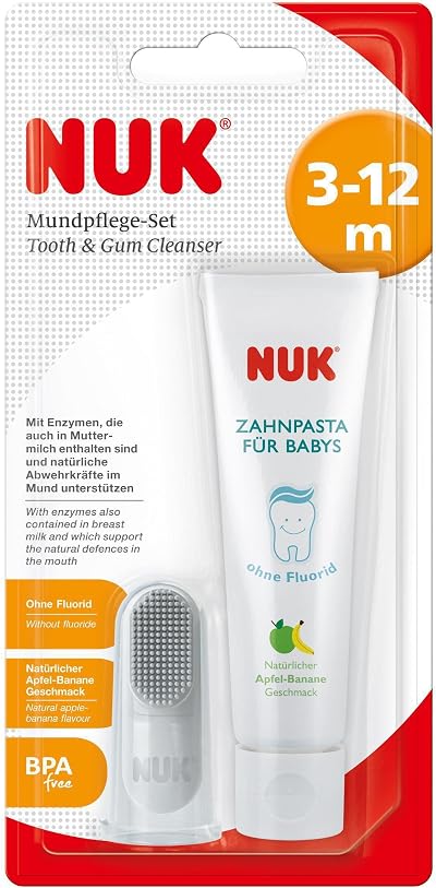 NUK 10256396 Oral Care Set Baby Toothpaste & Finger Toothbrush BPA Free