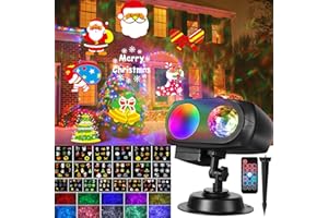LUNSY Christmas Decorations Projector Lights Outdoor 2024 Upgrade, 20 Cards & 3D Wave Waterproof Projector Lights with Remote Control, Suitable for Various Halloween Christmas Festival Party