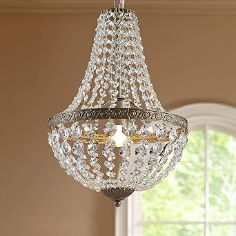 Bestier French Empire Antique Silver Finish Farmhouse Crystal