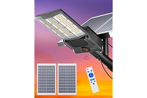 Gefolly SL-9800W Solar Street Lights Outdoor, 650000LM Commercial Parking Lot Light Dusk to Dawn IP67 Waterproof 6500K Security Flood Lights Lamp for Yard, Road, Basketball Courts