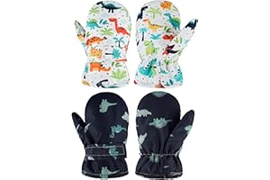 SATINIOR 2 Pairs Girls Waterproof Mittens Kids Snow Gloves Warm Thicken Ski Gloves for Winter Outdoor Activities