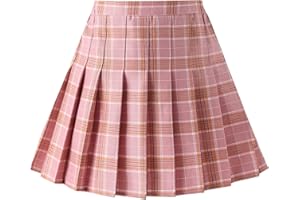BIRBYRRLY Women's & Girls' Pleated Plaid Mini Skirt School Girl Skirts Skorts Mom and Daughter Matching Outfits