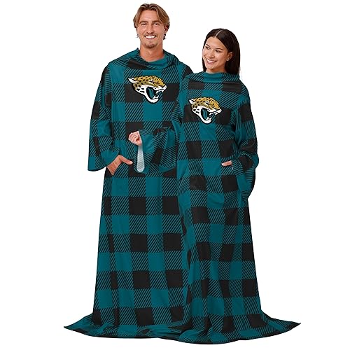 FOCO Jacksonville Jaguars NFL Buffalo Plaid Oversized Wearable Throw Blanket - 48" x 71"