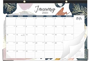 SHOPARR 2024 Desk Calendar - Desk Calendar 2024, 12 Monthly Desk/Wall Calendar 2-in-1, Jan. 2024 - Dec. 2024, 17" x 12", Desk Calendar with Thick Paper + Corner Protectors + Large Ruled Blocks - Waterink