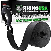 Rhino USA Boat Winch Strap with Hook (2" x 20') - 5,016lb Break Strength - Ultimate Replacement Boat Trailer Winch Straps with Safety Hook - Compatible with Pontoon, Jet Ski, Fishing Boat & More!