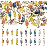 Cheriswelry 50pcs Rectangle Electroplate Glass Connector Link Charms Faceted Dangle Earring Charms Crystal Jewelry Links for DIY Craft Bracelet Necklace Jewelry Making 15.5x4 mm