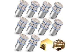 JEFLYM 1156 1141 LED Bulbs,3000K Warm White Rv LED Bulb BA15S P21W 7506 12VDC LED Light Replacement for Car Backup Camper Trailer Boat Trunk Ceiling Dome Lights,10pack