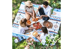 OUTTERRA Picnic Blanket 80''x80'' Extra Large Outdoor Blanket, Waterproof Beach Blankets, Foldable Picnic Mat for Camping, Grass, Park, Travel - Oceanblue