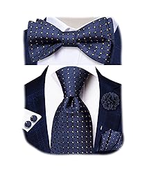 Hi-Tie Navy Gold Plaid Ties and Self-tied Bowtie