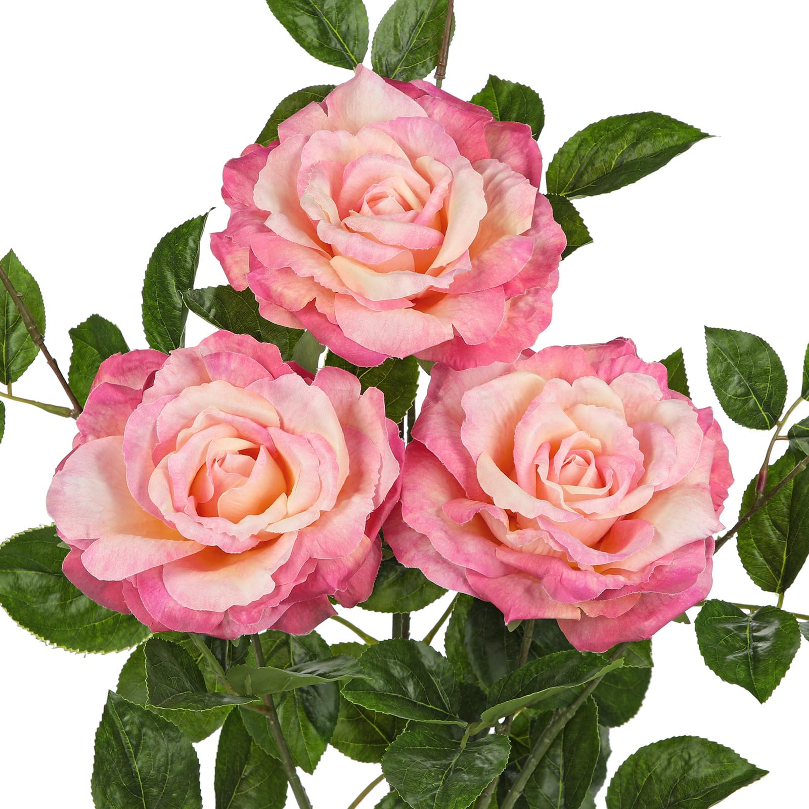Photo 1 of Hollyone 3Pcs Light Pink Roses Artificial Flowers Bouquets 26.3" Fake Flower Arrangements Silk Flowers Rose with Long Stem Floral Branch Faux Roses Flowers for DIY Table Centerpieces Home Décor