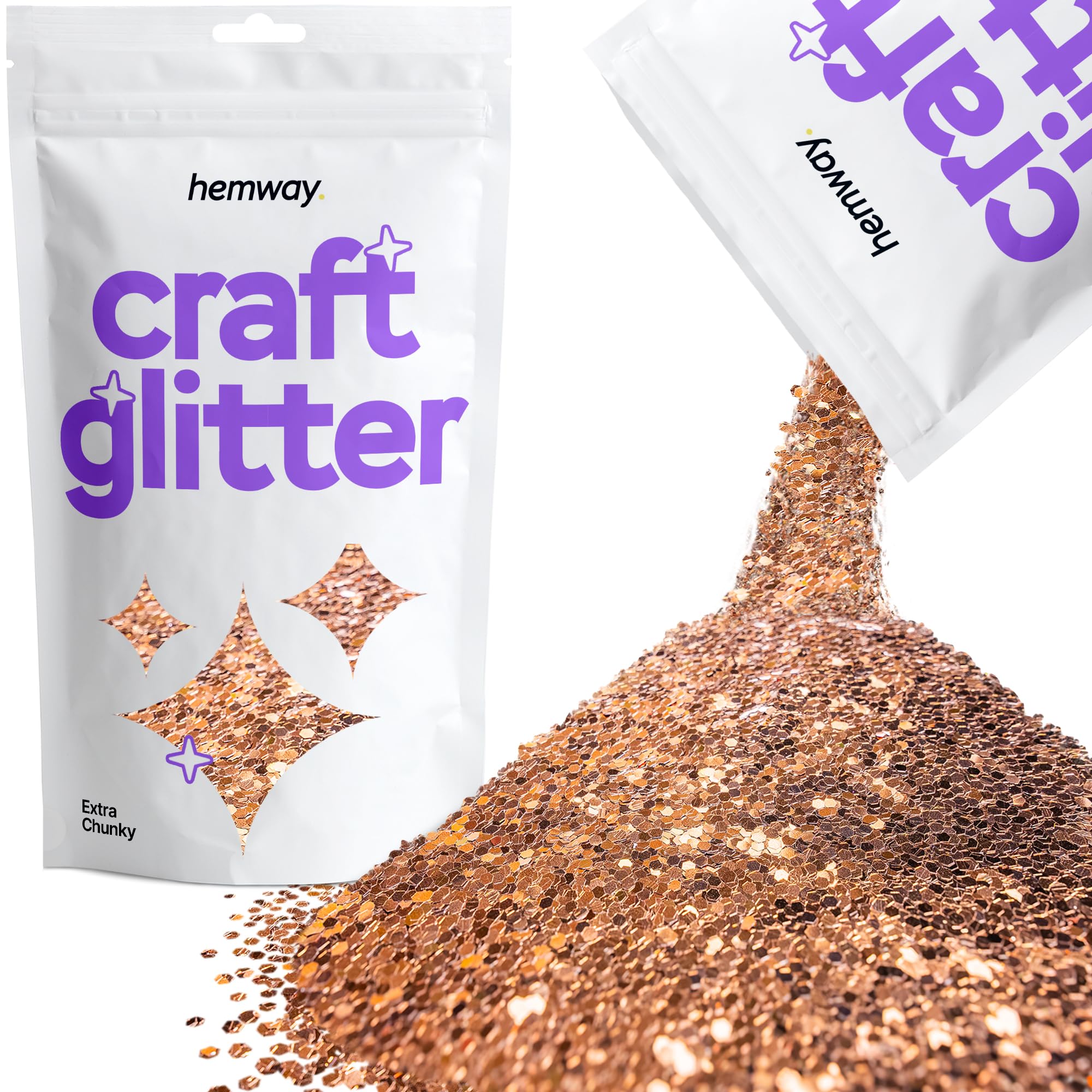 Hemway Craft Glitter Bronze Brown 100g Extra Chunky Glitter for Crafts, Resin, Cosmetic, Nail, Face, Body, Festival, Tumblers, Art, Candle, Crafting