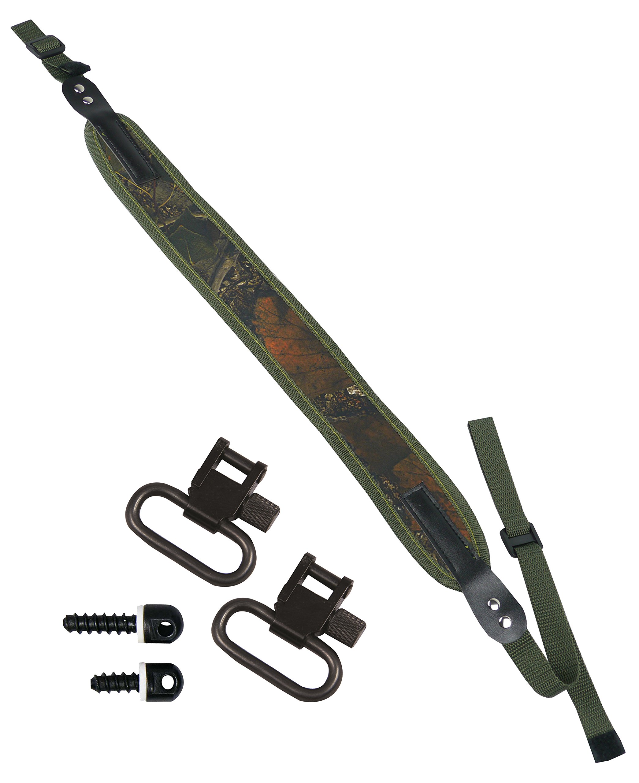 Savage Island Neoprene Rifle Shotgun Sling Strap + 1" Swivels & Wood Screw Studs (Camo)